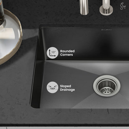 Rivage 23 x 18 Stainless Steel, Single Basin, Undermount Kitchen Sink, Black