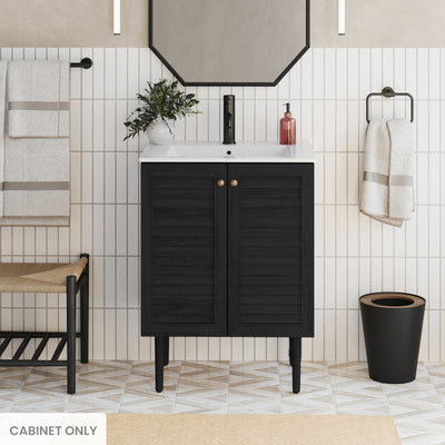 Bron 24" Freestanding Bathroom Vanity Cabinet without Top in Black Oak