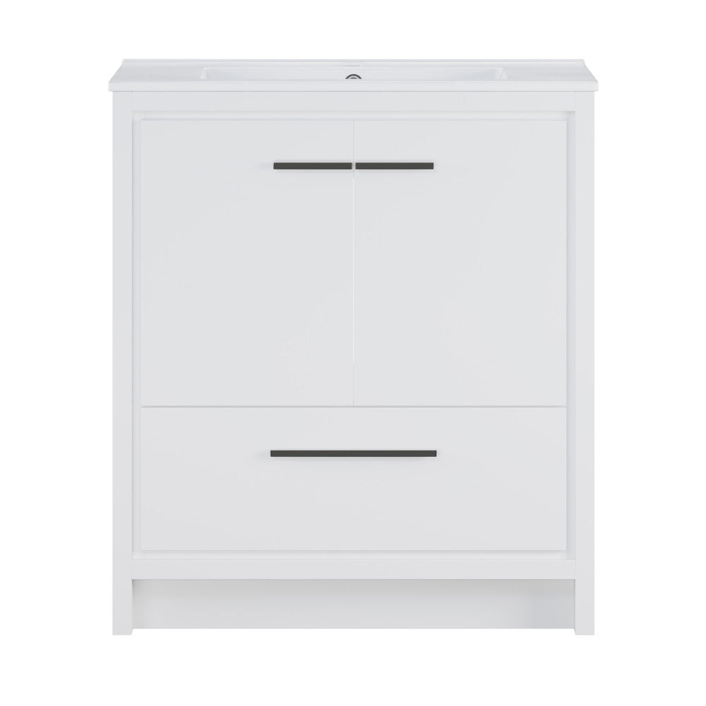 Virage 30" Freestanding Bathroom Vanity in White with Sink Top