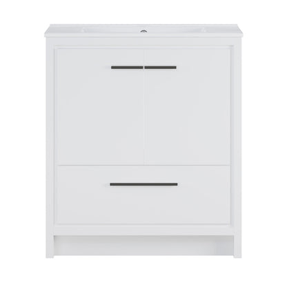 Virage 30" Freestanding Bathroom Vanity in White with Sink Top