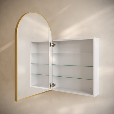 Porte 20 x 30 Arched Recessed/Wall Mount Medicine Cabinet with Mirror in Gold