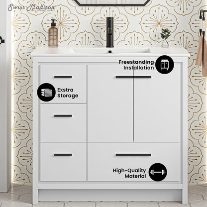 Virage 36 Freestanding, Bathroom Vanity in White