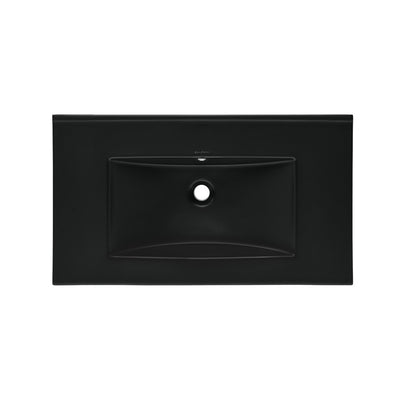 30" Zero Hole Vanity Sink Top in Matte Black
