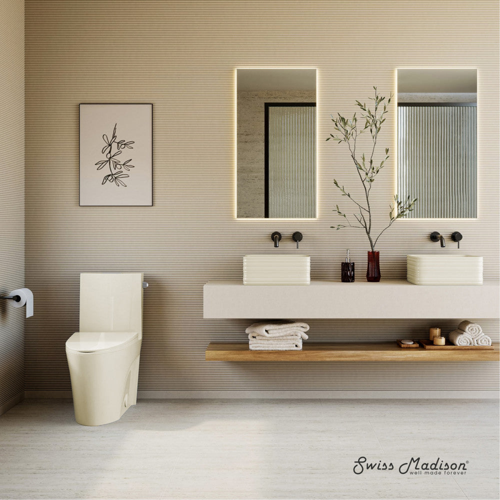 St. Tropez One-Piece 14" Rough-in 1.28 GPF Right-Hand Vortex Flush Elongated Toilet in Glossy Bisque