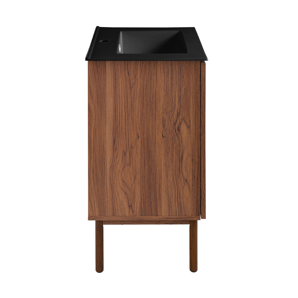 Classe 24" Freestanding Bathroom Vanity in Brown Oak with Black Sink Top