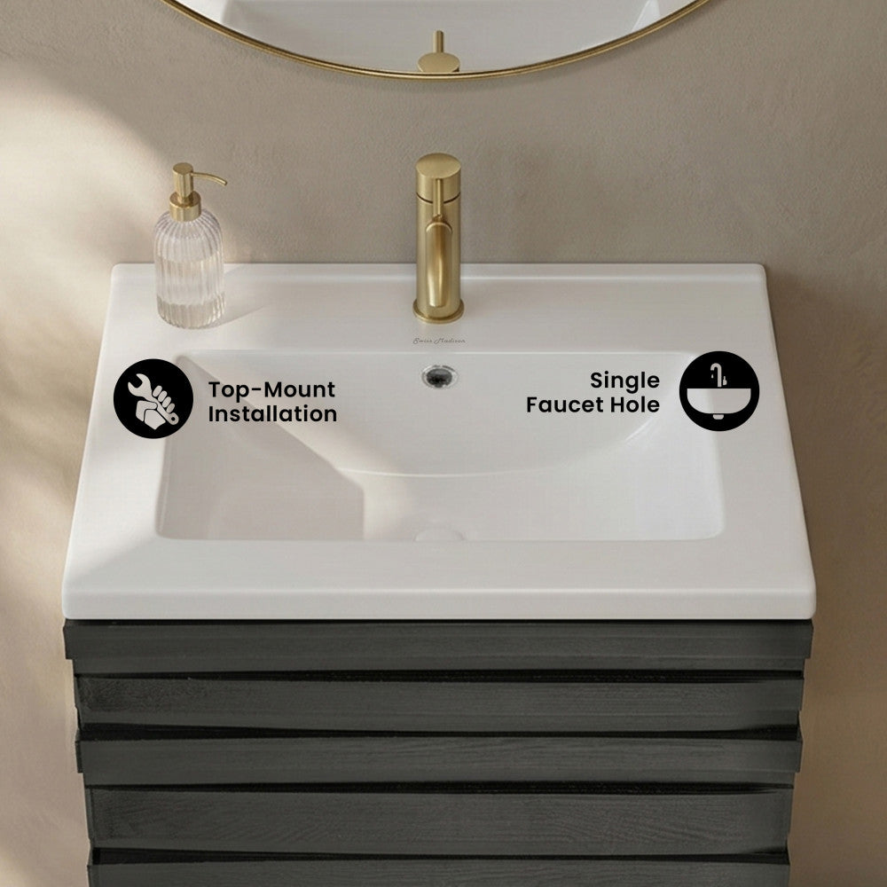 18" Ceramic Square Vanity Sink Top