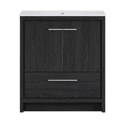 Virage 30" Freestanding Bathroom Vanity in Black Oak with Sink Top