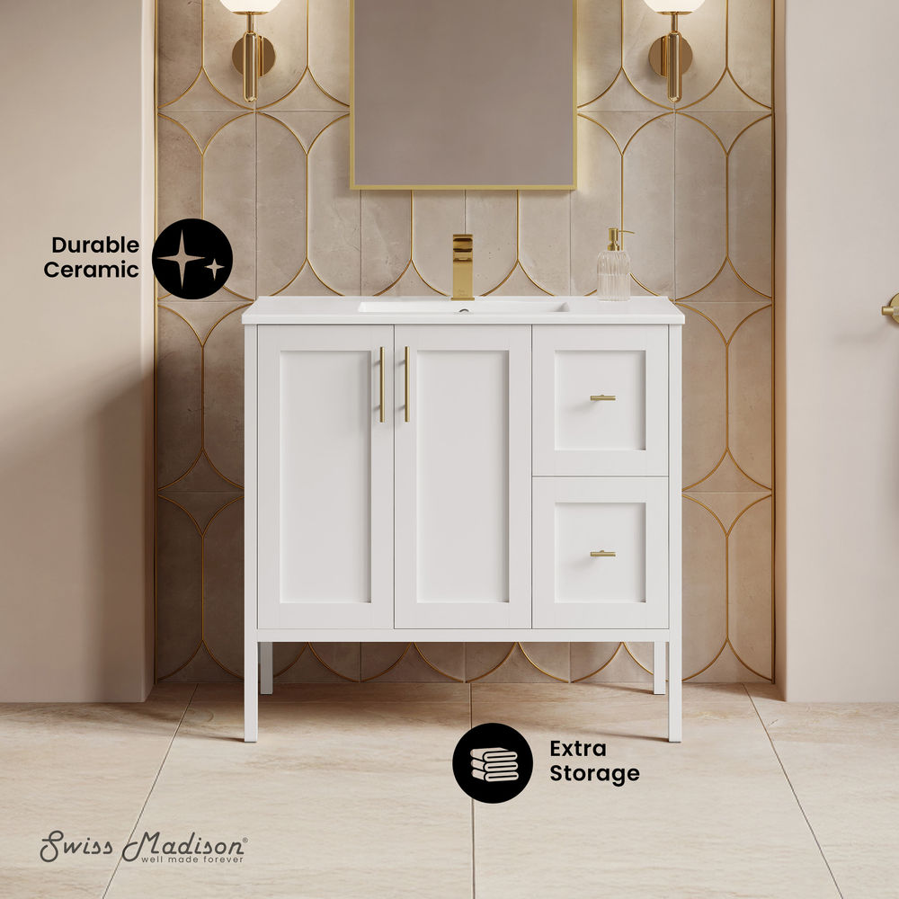 Forme 36" Modular Freestanding Bathroom Vanity with Sink Top in White