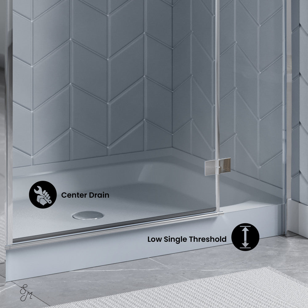 Voltaire 48" x 36" Single-Threshold, Center Drain, Shower Base in Gray