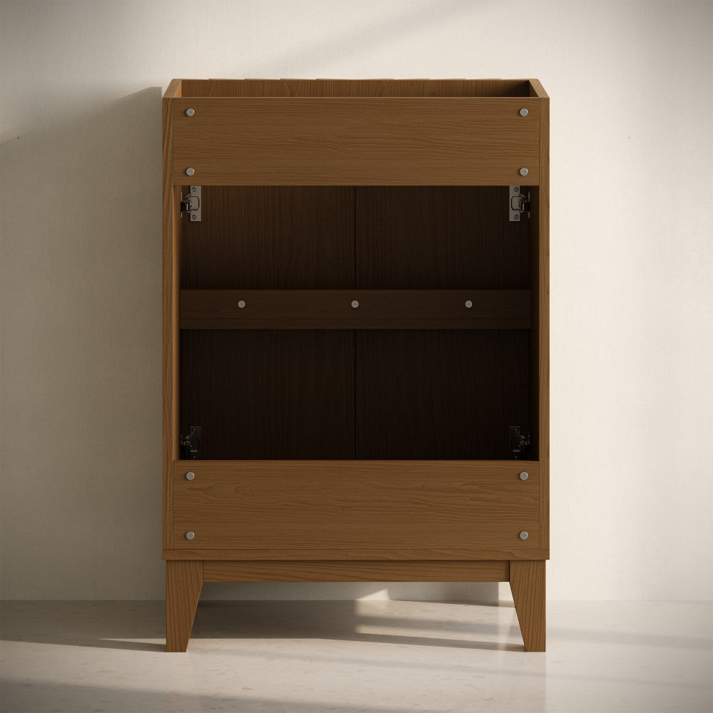 Troyes 24" Freestanding Bathroom Vanity in Brown Oak with 3-Hole Centerset Sink Top