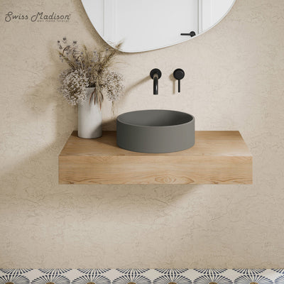 Lisse 14.5" Round Concrete Vessel Bathroom Sink in Dark Gray