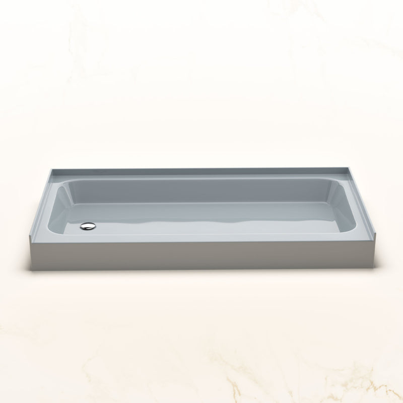 Voltaire 60 x 30 Shower Pan Base with Left Drain in Glossy Gray