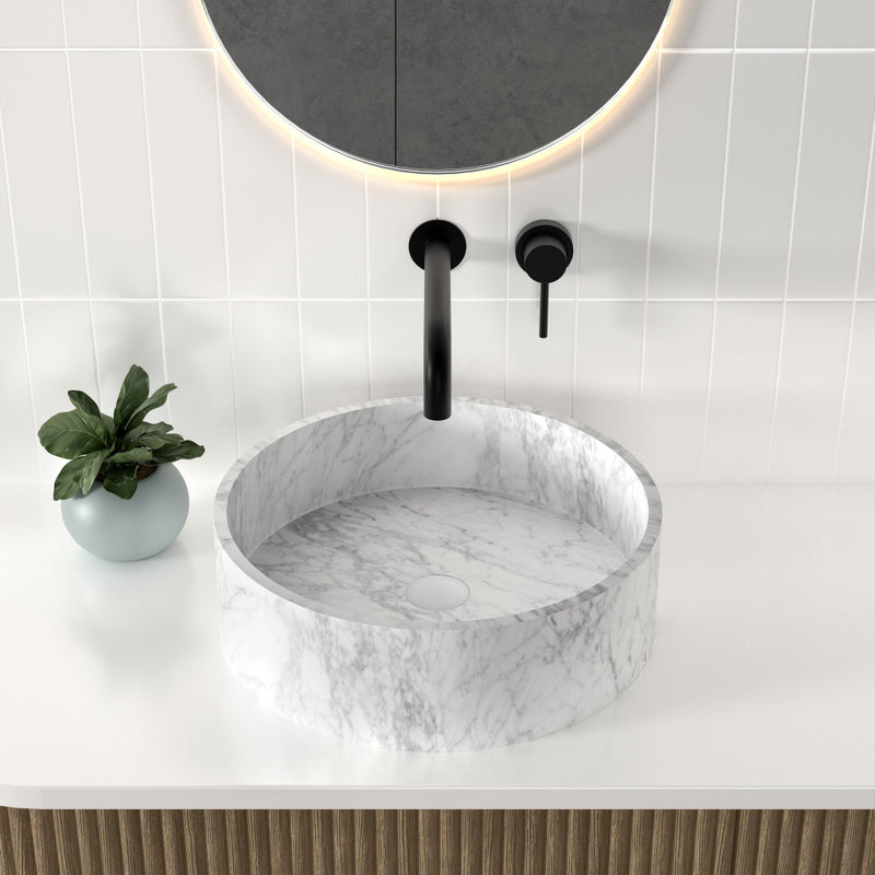 Monaco 17" Round Vessel Bathroom Sink in Marbled Gray