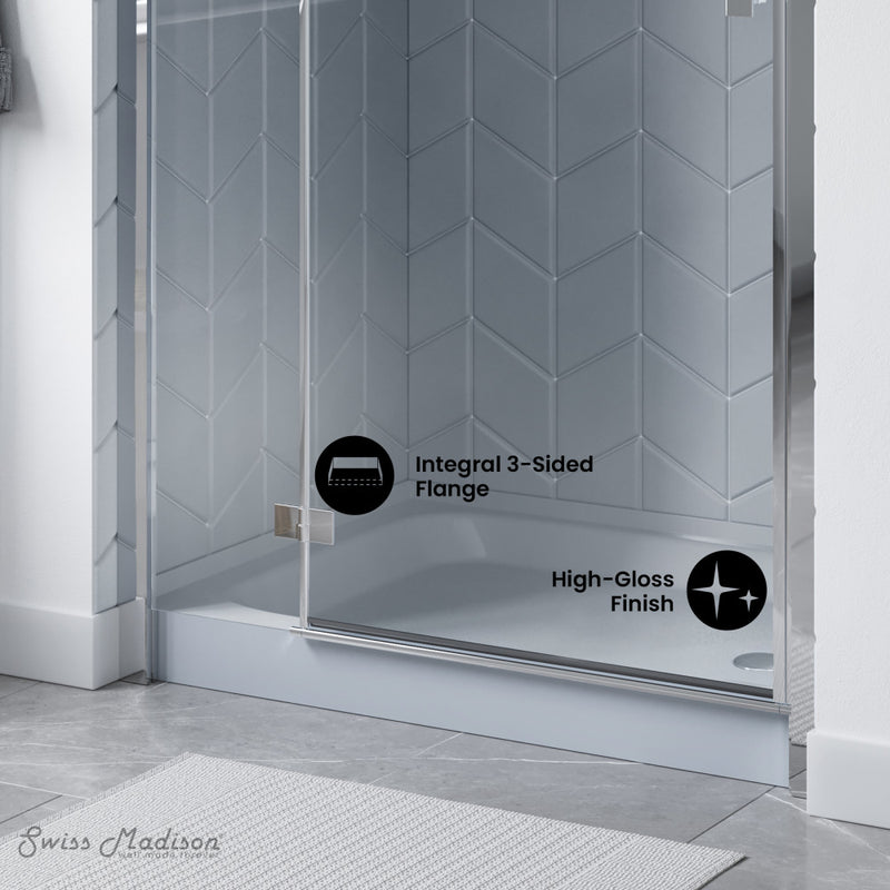 Voltaire 48" x 36" Single-Threshold, Right-Hand Drain, Shower Base in Gray