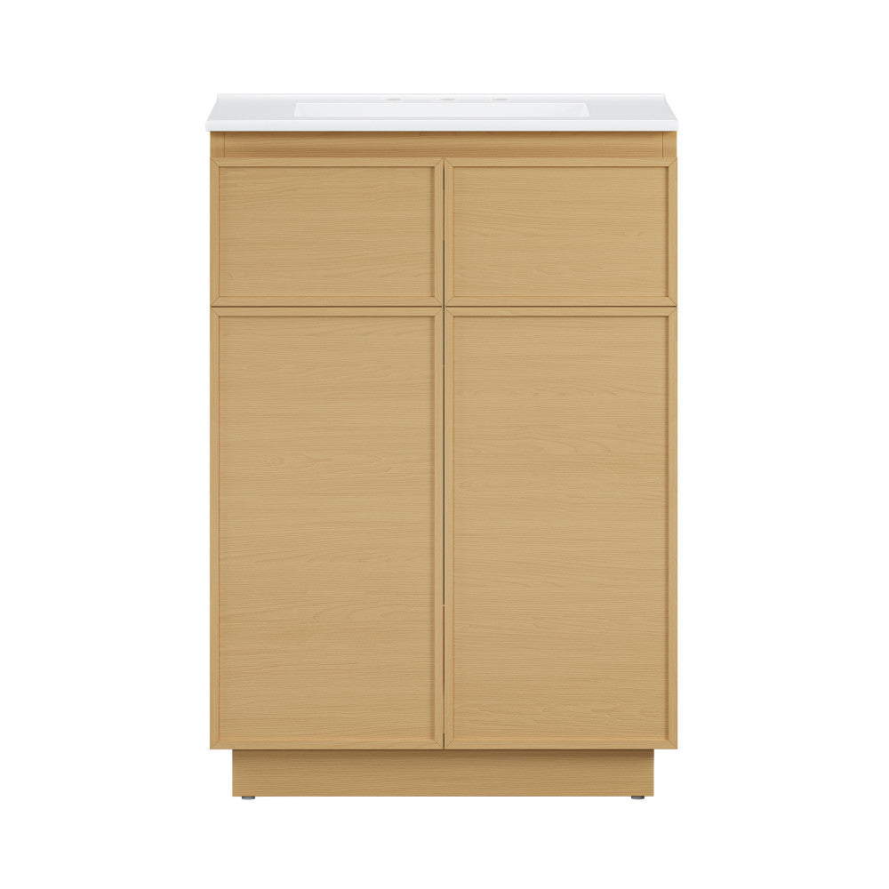 St. Tropez 24" Freestanding Bathroom Vanity in Natural Oak with 3-Hole Widespread Sink Top