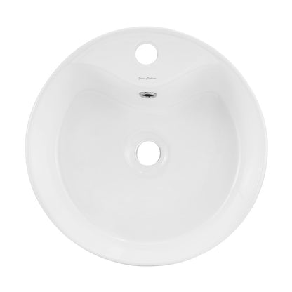 Monaco 16" Round Console Sink with Faucet Mount, White Basin Matte Black Legs