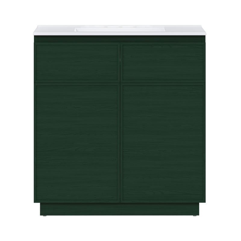 St. Tropez 36" Freestanding Bathroom Vanity in Green Oak with 3-Hole Widespread Sink Top