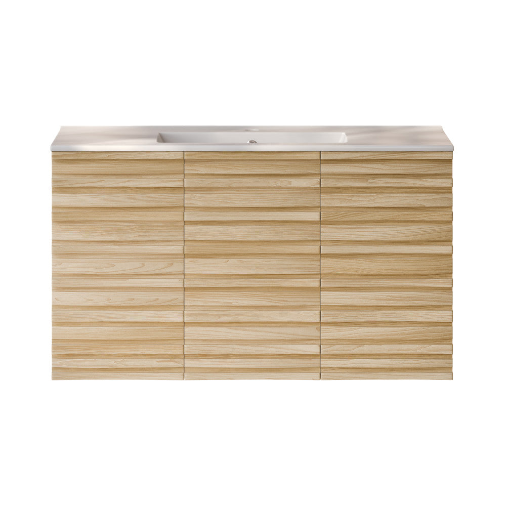 Cascade 36" Wall-Mounted Bathroom Vanity in Natural Oak with Sink Top