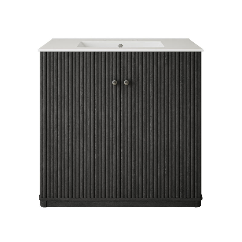 Lafayette 36" Freestanding Bathroom Vanity in Black Oak with 3-Hole Widespread Sink Top