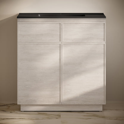 St. Tropez 36" Freestanding Bathroom Vanity in White Oak with Black Sink Top