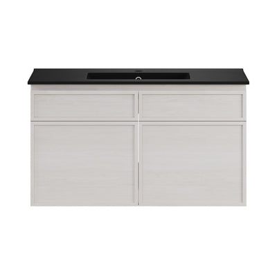 St. Tropez 36" Wall-Mounted Bathroom Vanity in White Oak with Black Sink Top