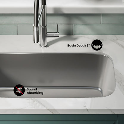 Toulouse 32 x 18 Stainless Steel, Single Basin, Under-Mount Kitchen Sink