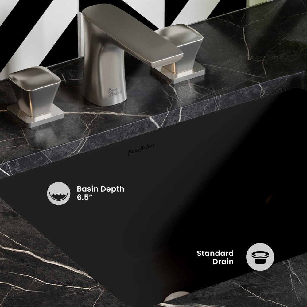 Plaisir 18.5" Rectangle Undermount Bathroom Sink in Matte Black