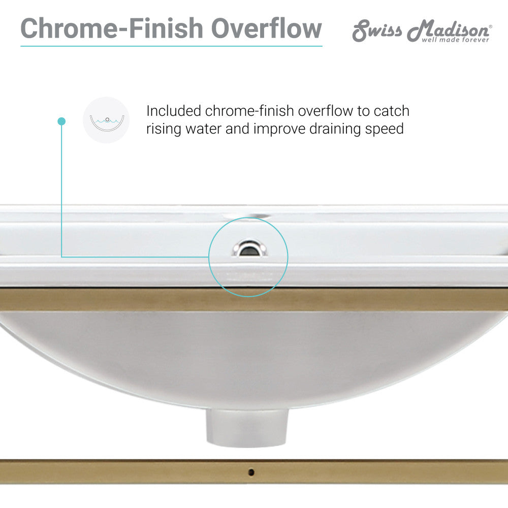 48-inch wall-mounted bathroom vanity with gold metal frame and open wooden shelf.