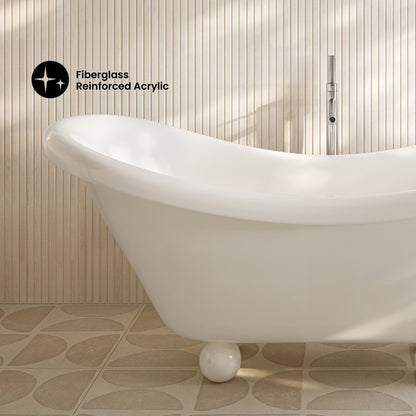 Plaisir II 67" Freestanding Bathtub with Round Feet in Glossy White
