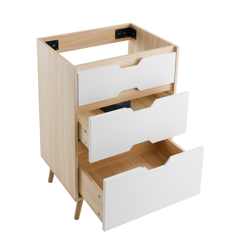 Brusque 24" Freestanding Bathroom Vanity in Natural Oak with Sink Top