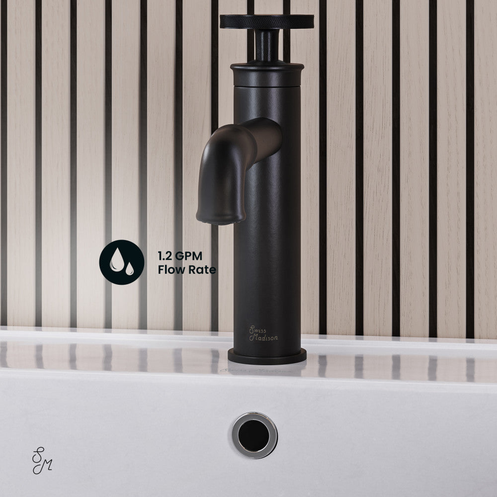 Avallon Single Hole, Single-Handle Wheel, Bathroom Faucet in Matte Black