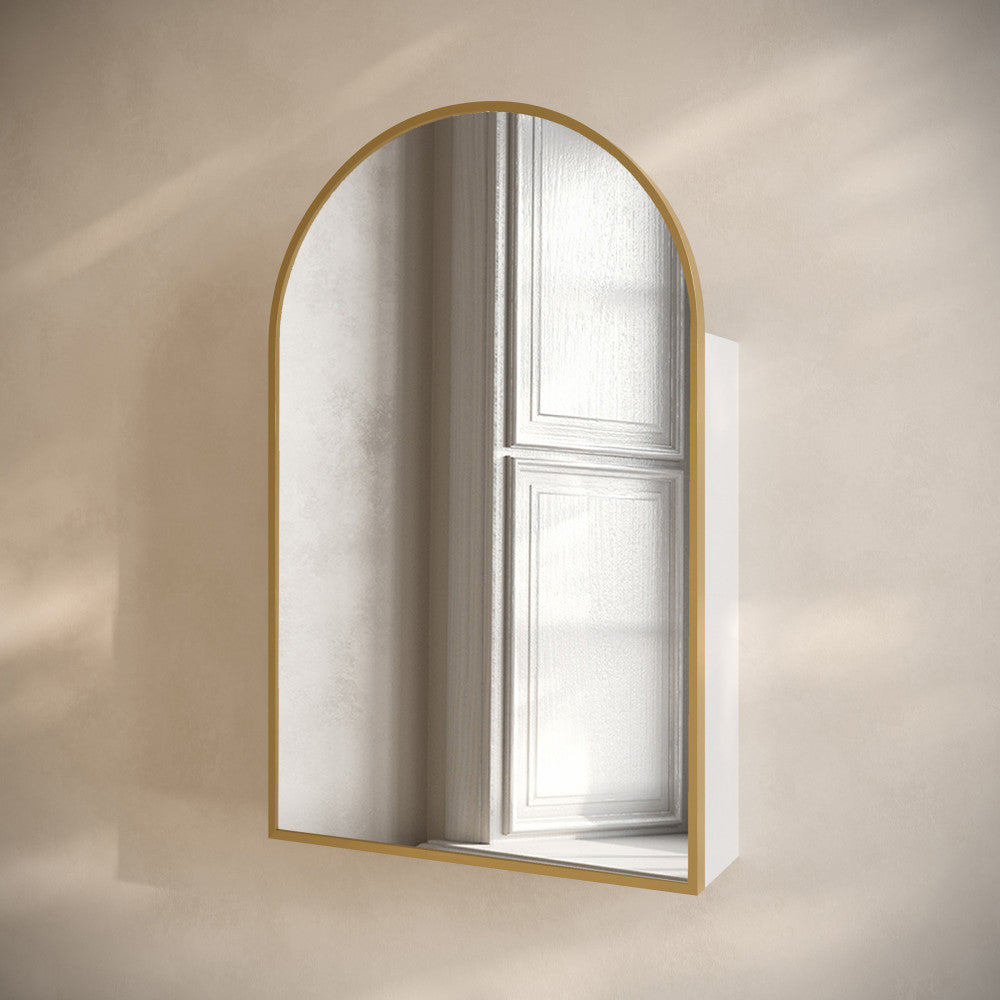 Porte 20 x 30 Arched Recessed/Wall Mount Medicine Cabinet with Mirror in Gold