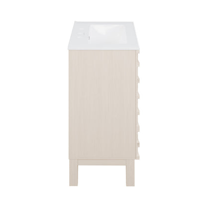 Cascade 24 in. White Oak Bathroom Vanity With White, 3-Hole Ceramic Sink Top