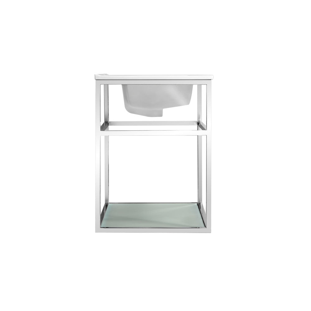 Pierre 36" Open Shelf Chrome Frame Wall-Mounted Bathroom Vanity with Sink Top