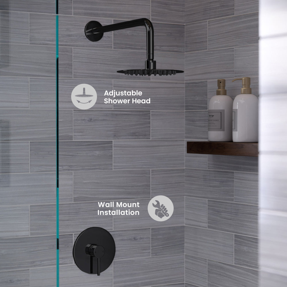 Ivy Single-Handle 1 Spray 8" Wall Mounted Fixed Shower Head in Matte Black (Valve Included)