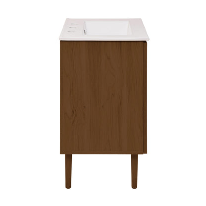 Bron 24" Freestanding Bathroom Vanity in Brown Oak with 3-Hole Widespread Sink Top