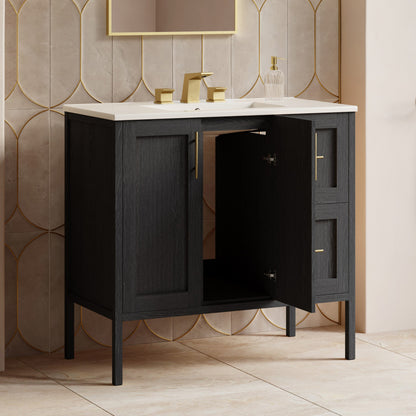 Forme 36" Modular Freestanding Bathroom Vanity with 3-Hole Widespread Top in Black Oak