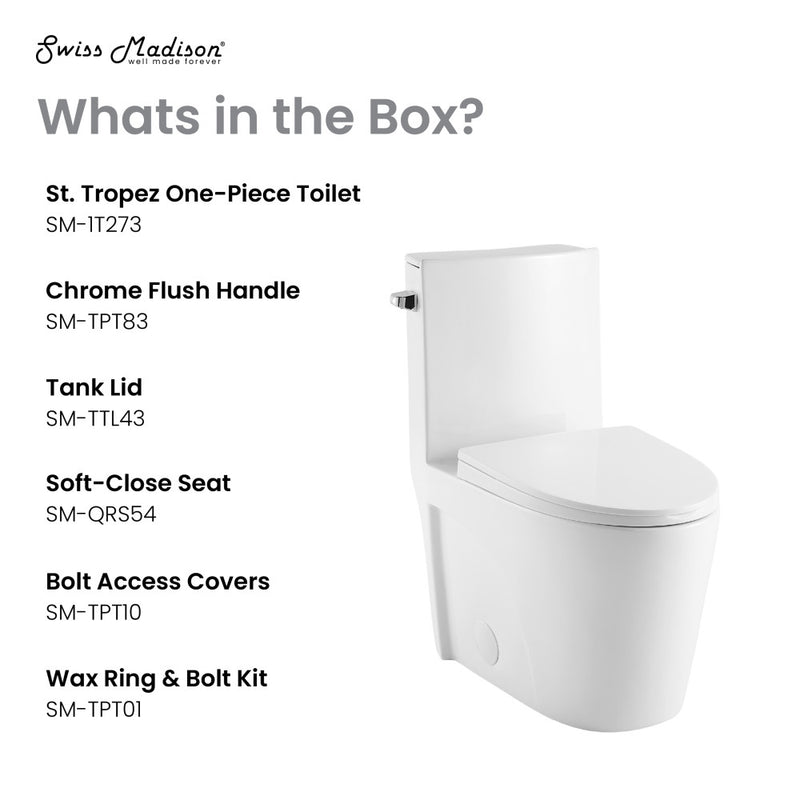 St. Tropez One-Piece 10" Rough-in 1.28 GPF Left Flush Elongated Toilet in Glossy White (6 - Pack)