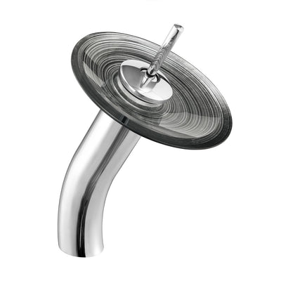 Cascade Rectangular Glass Vessel Sink with Faucet, Smoky Gray