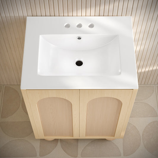 Porte 24" Freestanding Bathroom Vanity in Natural Oak with 3-Hole Centerset Sink Top