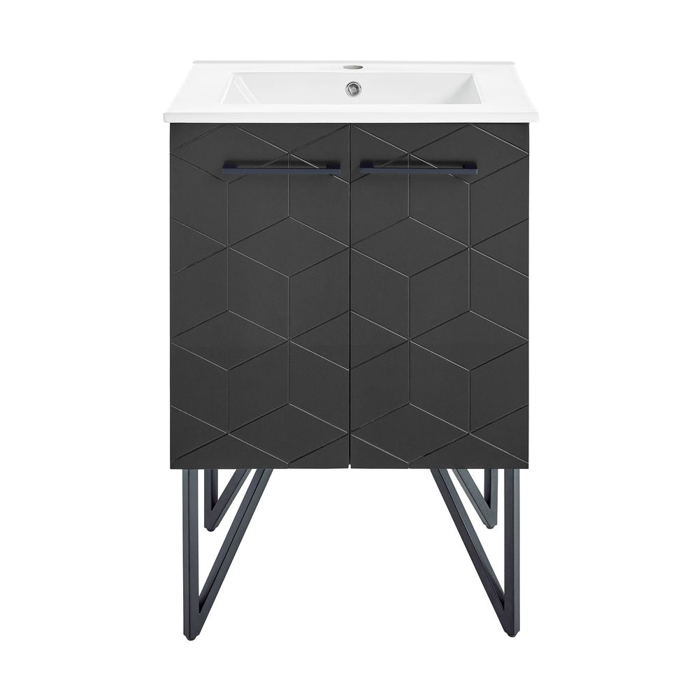 Annecy 24" Freestanding Bathroom Vanity in Phantom Black with Sink Top