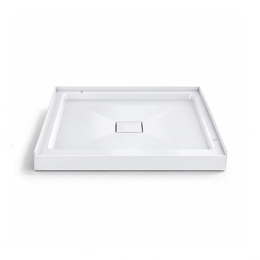 Marquette 36 x 36 Shower Pan Base with Center Drain in Glossy White