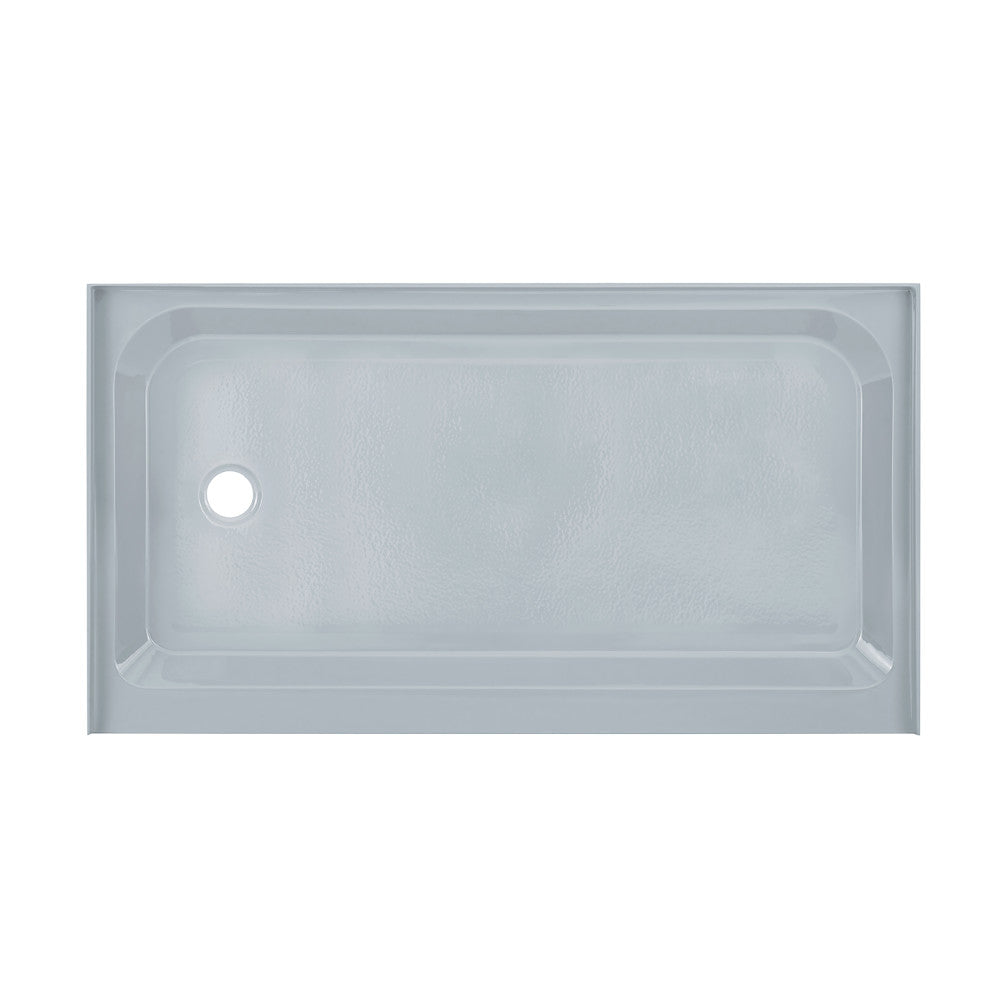 Voltaire 60" x 36" Single-Threshold, Left-Hand Drain, Shower Base in Gray