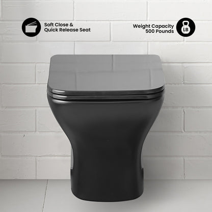 Carre Wall-Hung Elongated Toilet Bowl in Matte Black