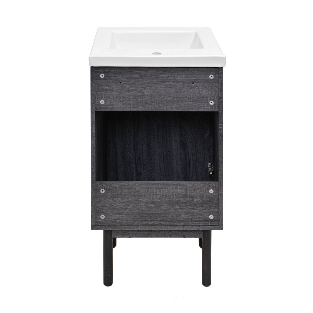 Classe 18" Freestanding Bathroom Vanity in Black Oak with Sink Top