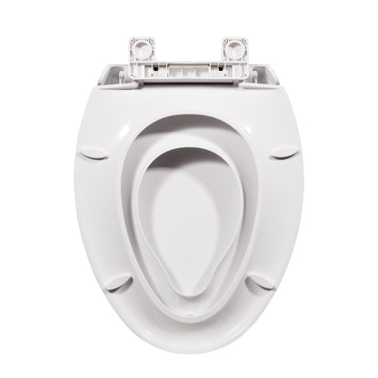 Elongated Toilet Seat with Toddler Seat Built In, Family Toilet Seat in Glossy White