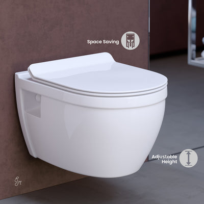 Ivy Wall-Hung Toilet Bundle 0.8/1.6 GPF Dual Flush in Glossy White with Flush Plate