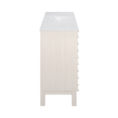 Cascade 48" Freestanding Bathroom Vanity in White Oak with 3-Hole Widespread Sink Top