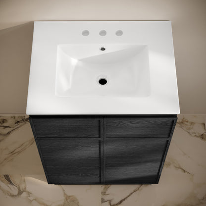 St. Tropez 24" Freestanding Bathroom Vanity in Black Oak with 3-Hole Widespread Sink Top