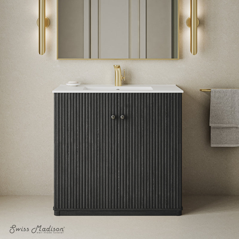 Lafayette 36" Freestanding Bathroom Vanity in Black Oak with Sink Top